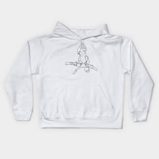 Cockatoo Black Lineart Kids Hoodie